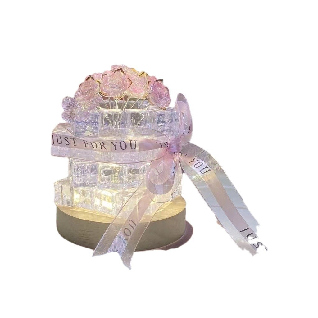 Handmade DIY Ice Cube Rose Small Night Lamp Ambience Light - Bellarte Enchanté Handmade DIY Ice Cube Rose Small Night Lamp Ambience Light
